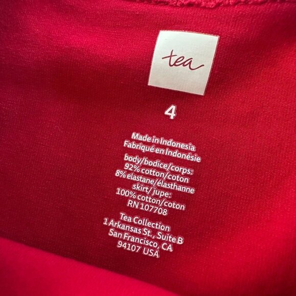 Tea Girls Size 4 Red Multicolor Long Sleeve Holiday Dress - Picture 2 of 3